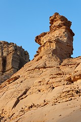 Image showing Weathered rock finger in stone desert