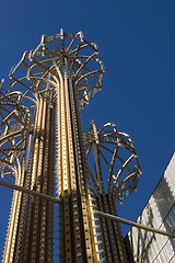 Image showing Metal Umbrellas with Bulbs and Lights in Las Vegas