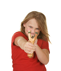 Image showing girl with slingshot