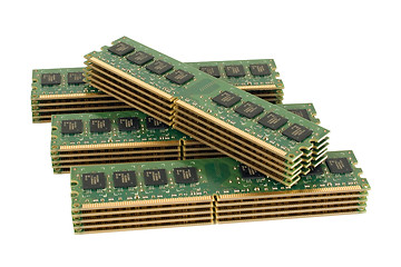 Image showing 4 pile of computer memory modules