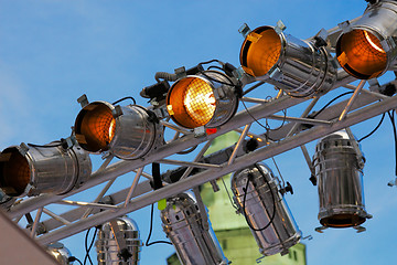 Image showing Stage light beam with 9 lights 