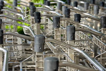 Image showing airport trolleys