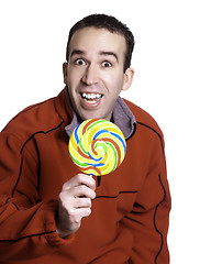 Image showing Man Holding Lollipop