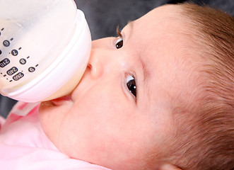 Image showing Baby bottle feeding