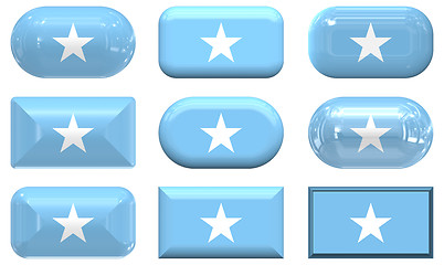 Image showing nine glass buttons of the Flag of Somalia