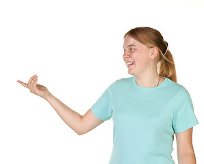 Image showing teenage girl gesturing