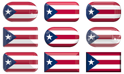 Image showing nine glass buttons of the Flag of Puerto Rico