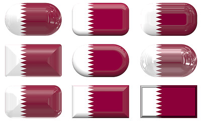 Image showing nine glass buttons of the Flag of Qatar