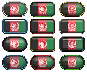 Image showing twelve buttons of the Flag of afghanistan