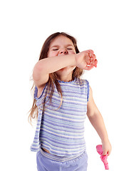 Image showing Young Girl Sneezing