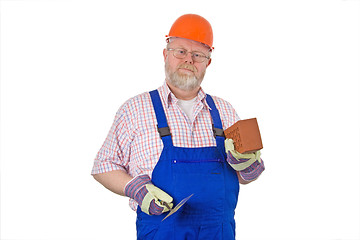 Image showing Bricklayer with trowel