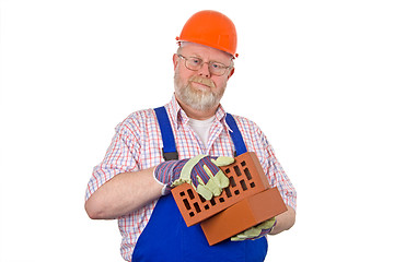 Image showing Bricklayer with bricks