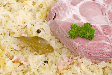 Image showing Sauerkraut with loin ribs