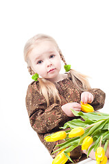 Image showing Little girl with flowers