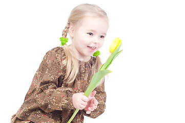 Image showing Little girl with flowers