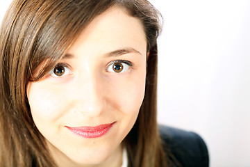 Image showing Portrait of a young woman with red lips - Close-up