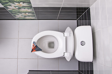 Image showing Toilet bowl directly above