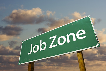 Image showing Job Zone Green Road Sign Over Clouds