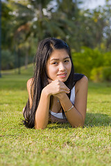 Image showing asian beauty in the park