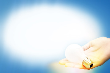 Image showing Background with lit lightbulb