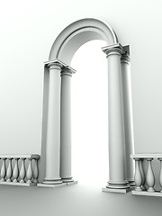 Image showing classical entrance with arc, columns and balustrade