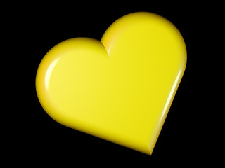 Image showing 3d rendered stylized image of yellow pearl heart isolated on bla