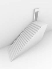 Image showing Monochromic 3d rendered image of stair to opened door