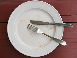 Image showing  empty dinner-plate on desk