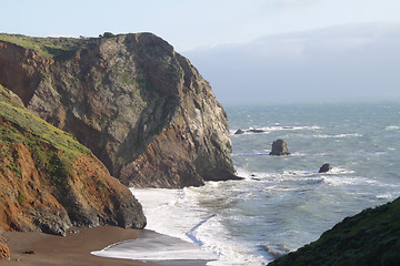 Image showing Seascape with beach and cliffs