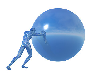 Image showing man rolls ball