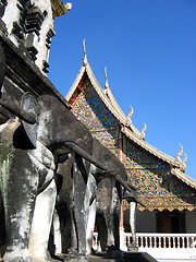 Image showing Elephant temple. Chiang Mai. Thailand