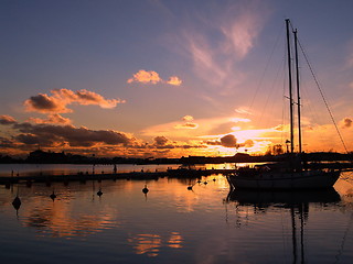 Image showing Yachts on a Sunset
