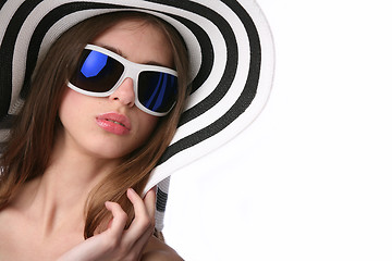 Image showing luxury girl in striped hat
