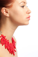 Image showing girl with coral necklace
