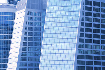 Image showing fragment of the blue skyscrapers