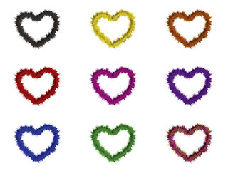 Image showing 9 hearts with different colors