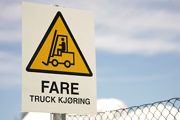 Image showing Be aware of trucks