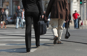 Image showing Crossing the street