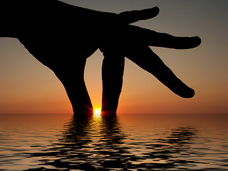 Image showing Fingers in the sea