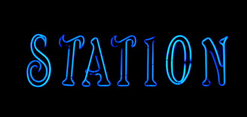 Image showing Blue station neon sign