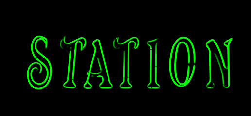 Image showing Green  station neon sign