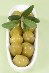 Image showing Green olives with branch