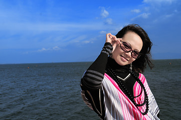 Image showing Pretty girl seaside