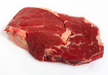 Image showing Raw ribeye steak on a white background