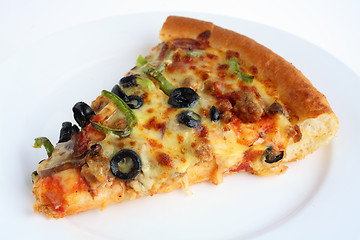 Image showing Pizza slice on a white plate