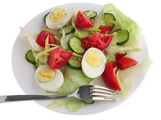 Image showing Plate of salad with fork