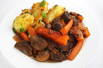 Image showing Plate of beef and carrot stew