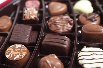 Image showing Luxury chocolates in a tray