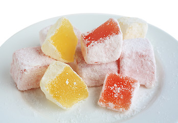 Image showing Turkish delight on a white plate