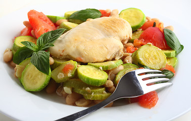 Image showing Italian chicken, with zucchini, beans and tomato